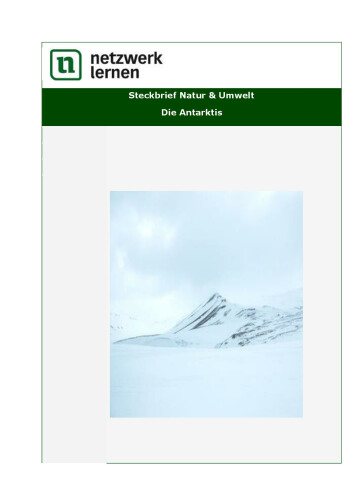 Netzwerk Lernen: Steckbrief Natur & Umwelt - Die Antarktis